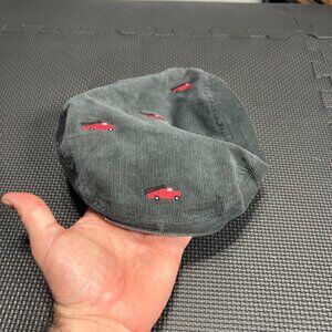 Gymboree Boys Gray Corduroy Newsboy Hat With Red Car Embroidery M
